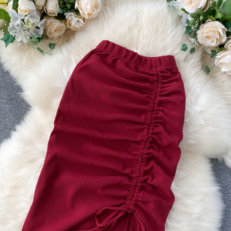 Simple drawstring skirt  3447