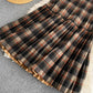 Cute A line plaid skirt  3458