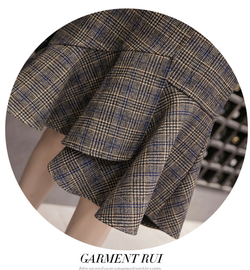 Stylish irregular plaid skirt  3475