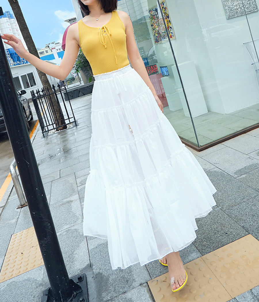 A line soft chiffon skirt women's skirt  3507