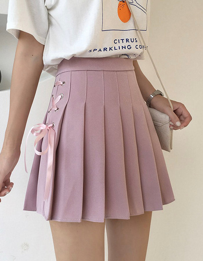 Cute A line side bow pleated skirt  3499