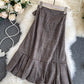 A line irregular plaid skirt  3474