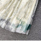 High waist, A-line big swing printed gauze skirt, pleated skirt, mid length skirt gauze skirt  3522