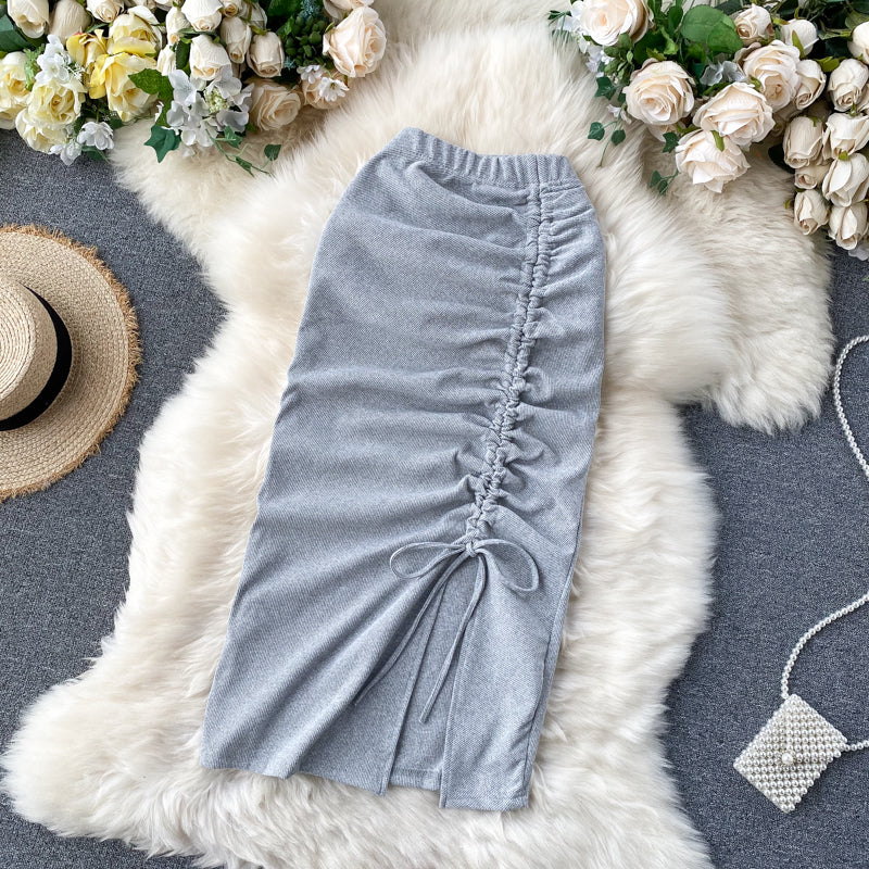 Simple drawstring skirt  3447