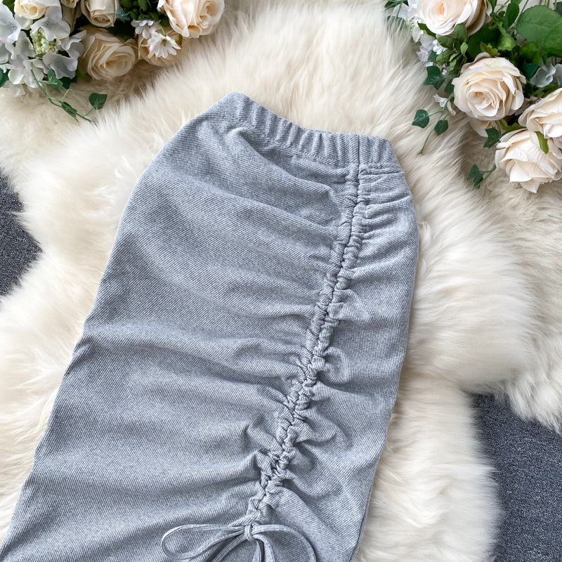 Simple drawstring skirt  3447