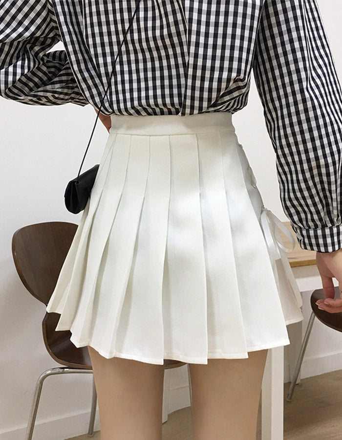Cute A line side bow pleated skirt  3499