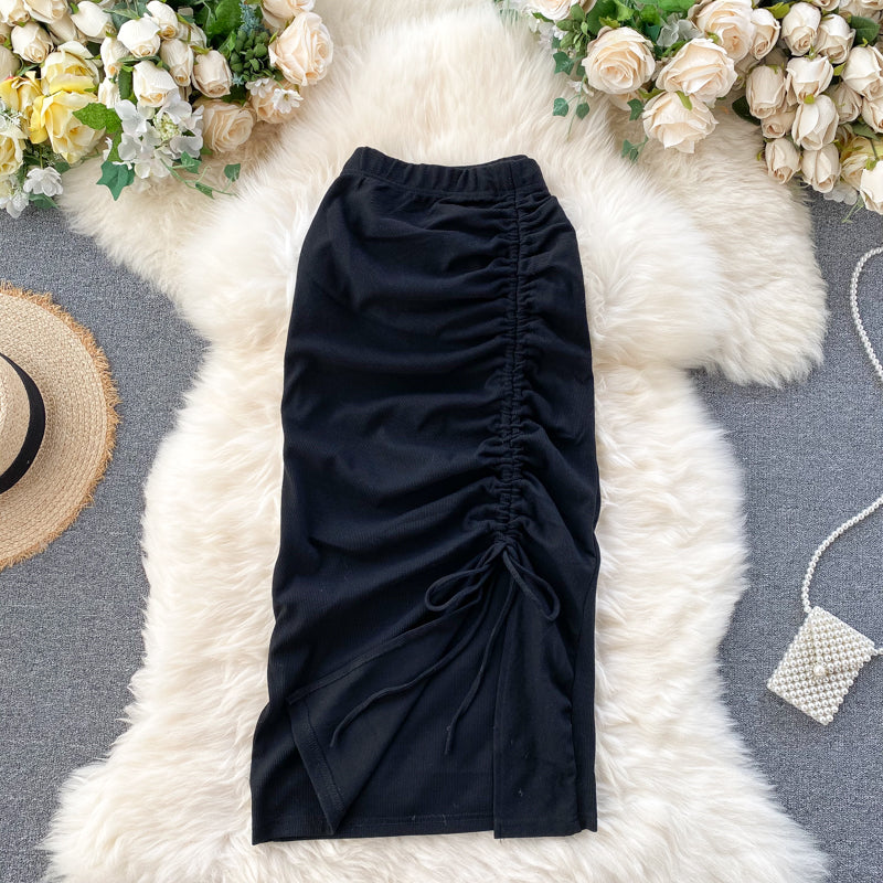 Simple drawstring skirt  3447