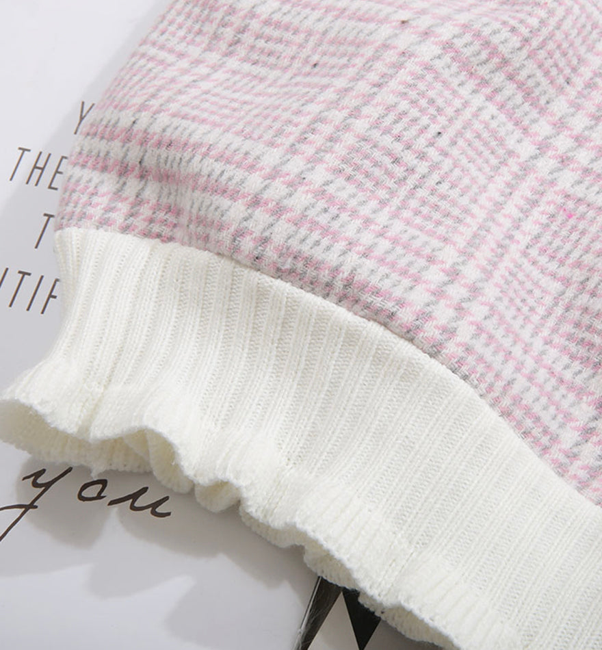 Cute plaid long sleeve top T-shirt  071