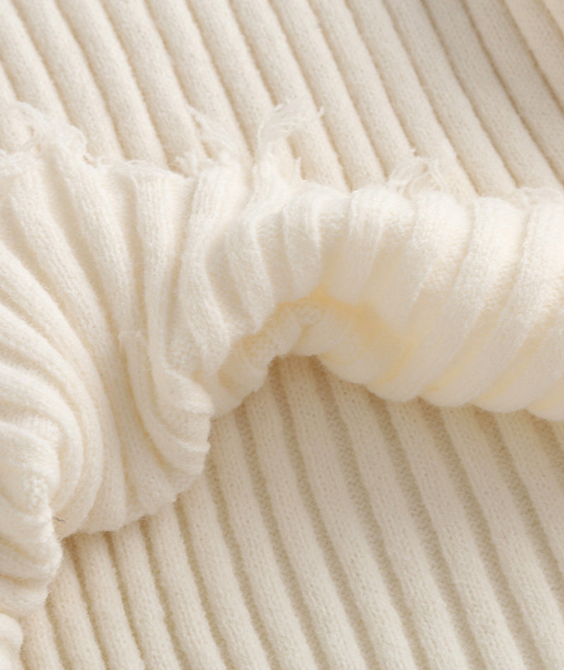 Weißer Fransenpullover Weißer Langarmpullover Top 110