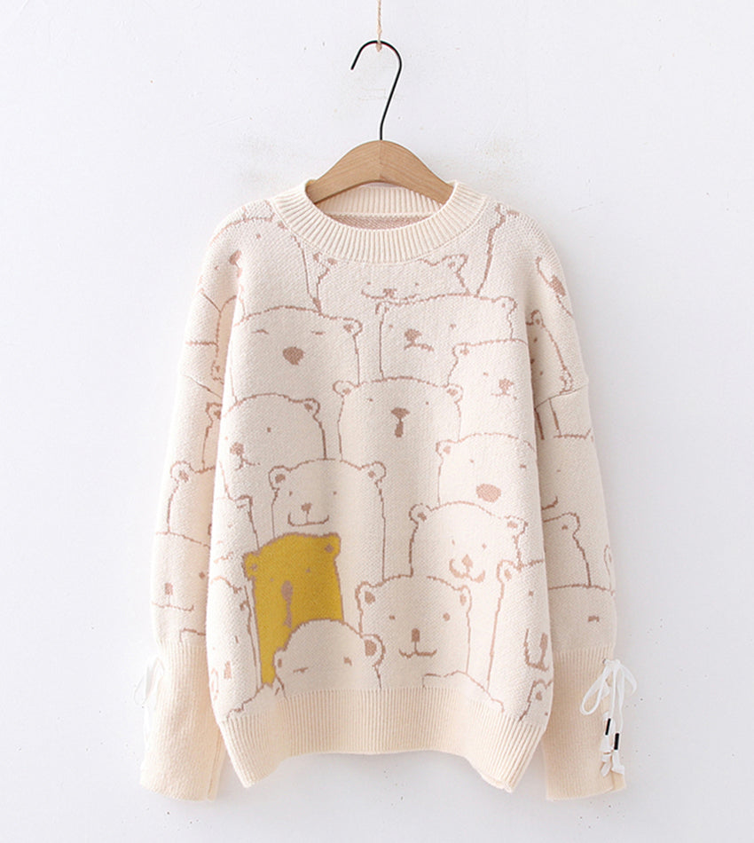 Cute round neck long sleeve sweater  066