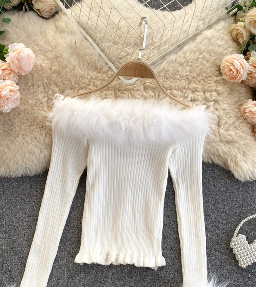 Stylische Strickpullover mit langen Ärmeln 054