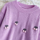 Cute round neck long sleeve sweater cherry sweater  101