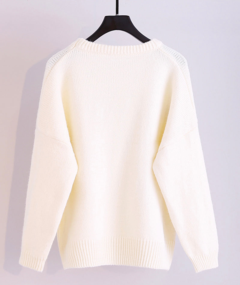 Sweater cute embroidery long sleeve sweater  064