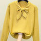 Pullover lockerer Langarm-Pullover mit Schleife 086