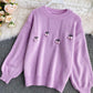Cute round neck long sleeve sweater cherry sweater  101