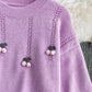 Cute round neck long sleeve sweater cherry sweater  101