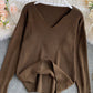Pullover einfacher V-Ausschnitt Langarm-Pullover 090