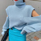Uniquely designed turtleneck sweater loose long-sleeved sweater  079