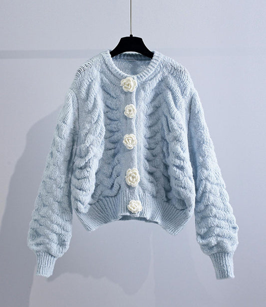 Schöner Blumen-Cardigan mit langen Ärmeln 027