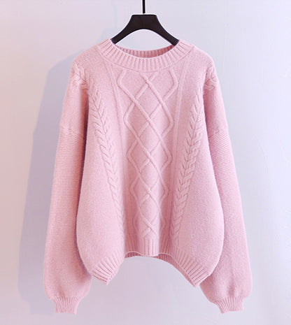 Einfacher Langarm-Pullover mit Rundhalsausschnitt 061