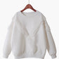 Blue round neck long sleeve tops  069