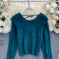 Cute lapel sweater long sleeve sweater  075