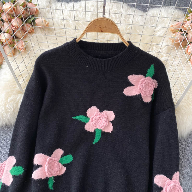 Lovely flowers long sleeve sweater 006