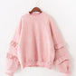 Simple round neck long sleeve tops  070
