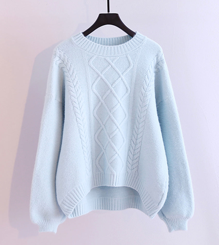 Einfacher Langarm-Pullover mit Rundhalsausschnitt 061