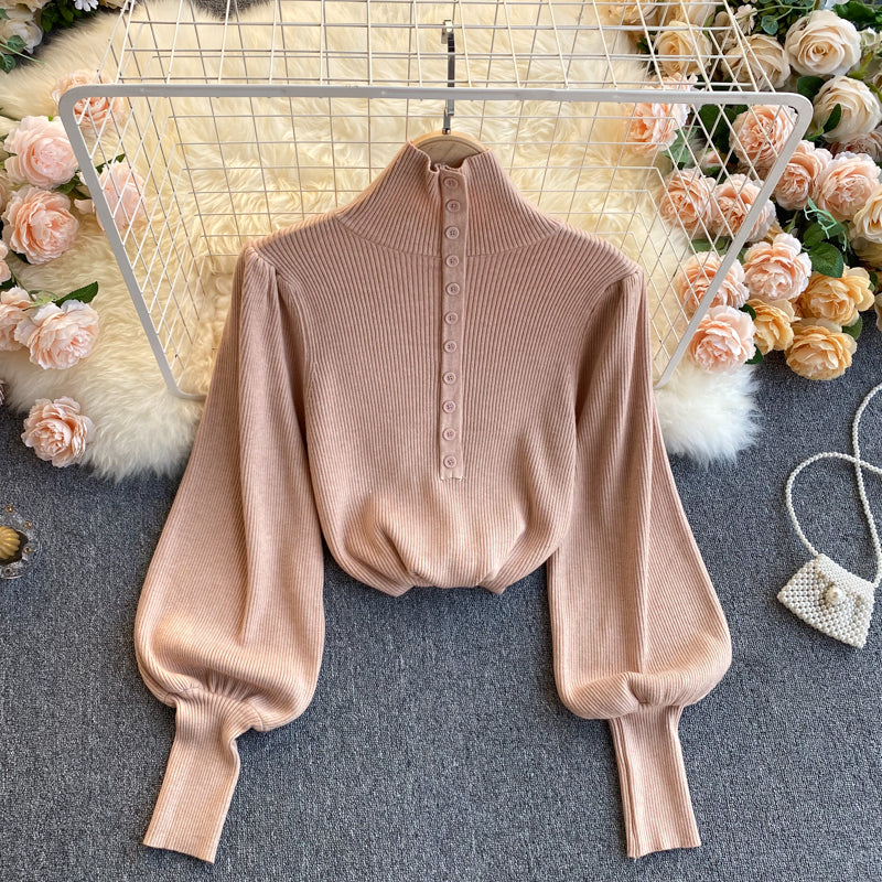 Elegant high neck long sleeve sweater  021