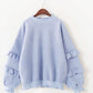 Simple round neck long sleeve tops  070