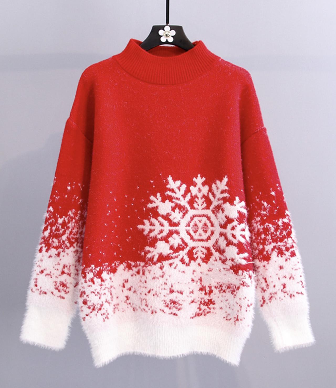Cute snowflake long sleeve sweater  030