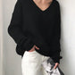 Simple v neck neck sweater long sleeve sweater  113