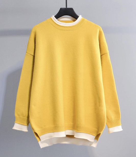 Einfacher Langarm-Pullover mit Rundhalsausschnitt 031