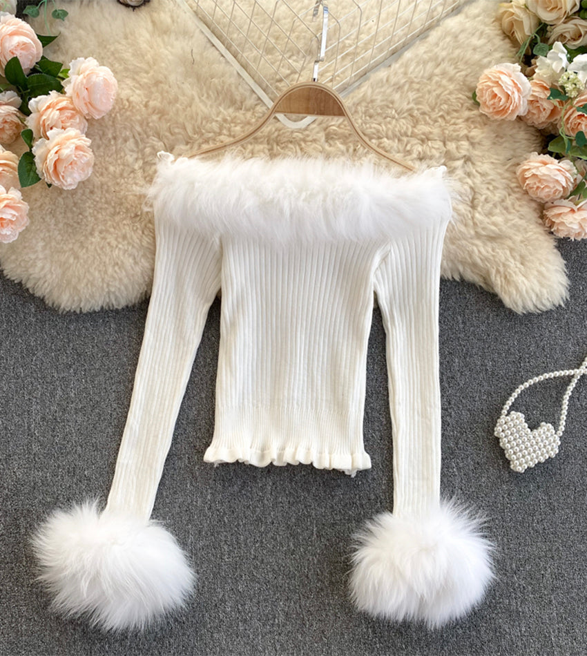 Stylische Strickpullover mit langen Ärmeln 054