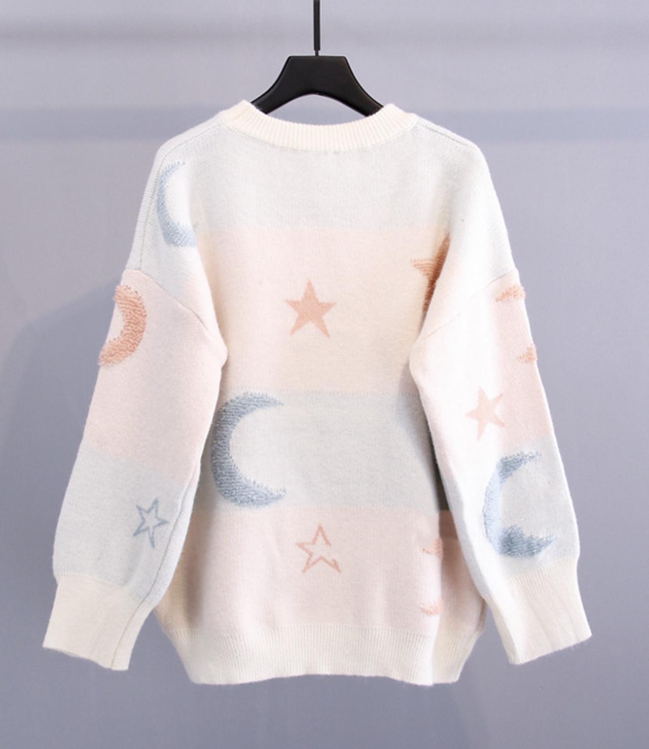 Cute star moon long sleeve sweater  032