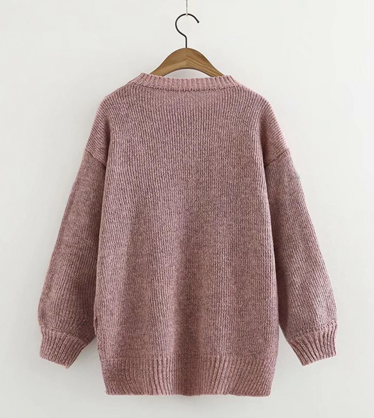 Schöner Blumen-Langarmpullover 044