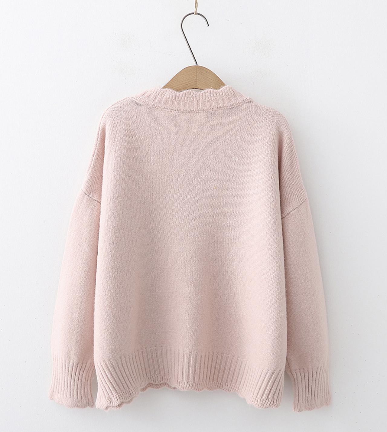 Einfacher Pullover mit Rundhalsausschnitt und langen Ärmeln 043