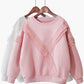 Blue round neck long sleeve tops  069