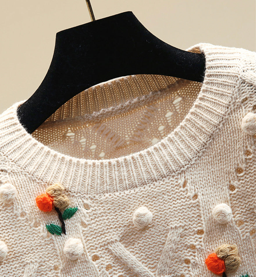Cute round neck long sleeve sweater  073