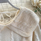 Cute lapel sweater long sleeve sweater  075