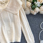 Cute lapel sweater long sleeve sweater  075