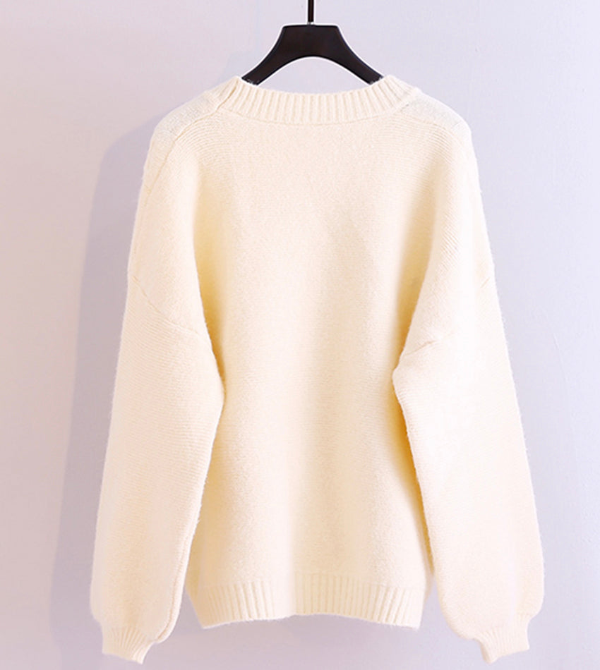 Einfacher Langarm-Pullover mit Rundhalsausschnitt 061