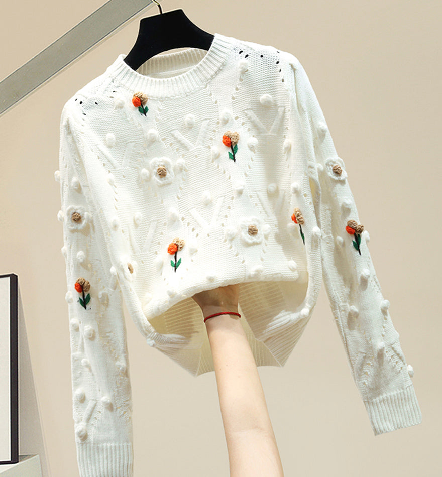 Cute round neck long sleeve sweater  073