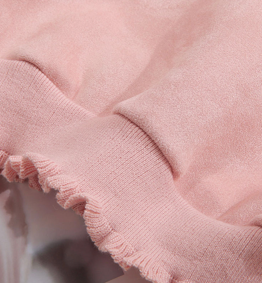 Simple round neck long sleeve tops  070