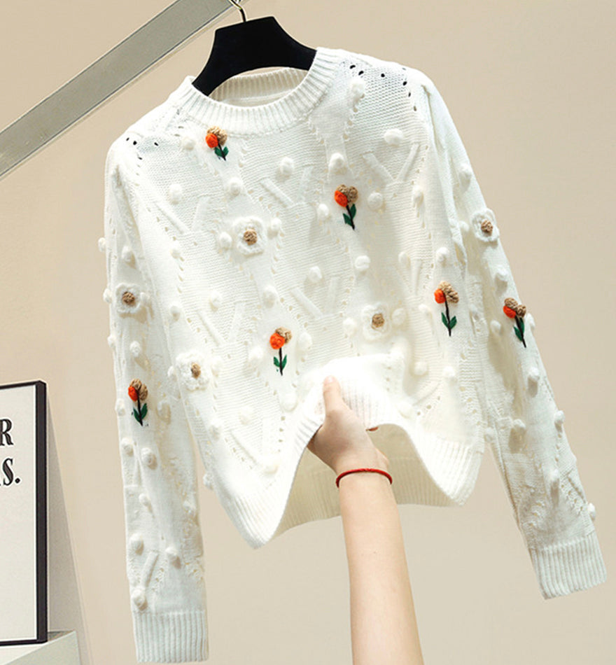 Cute round neck long sleeve sweater  073