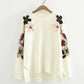 Schöner Blumen-Langarmpullover 044