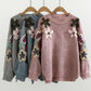 Schöner Blumen-Langarmpullover 044