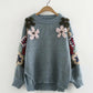 Schöner Blumen-Langarmpullover 044