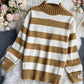 Langärmliger Pullover mit einfachen Streifen 060